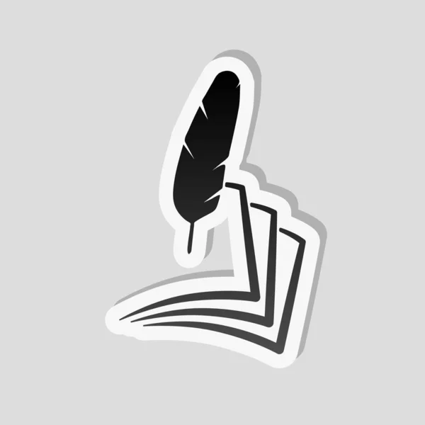 Plume Papier Silhouette Simple Style Autocollant Avec Bordure Blanche Ombre — Image vectorielle
