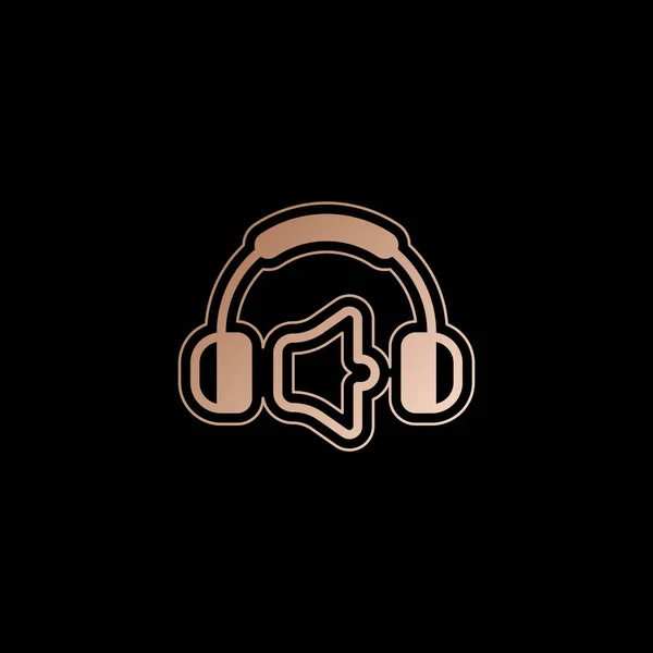 Auriculares Nivel Volumen Nivel Volumen Mudo Icono Simple Estilo Oro — Vector de stock