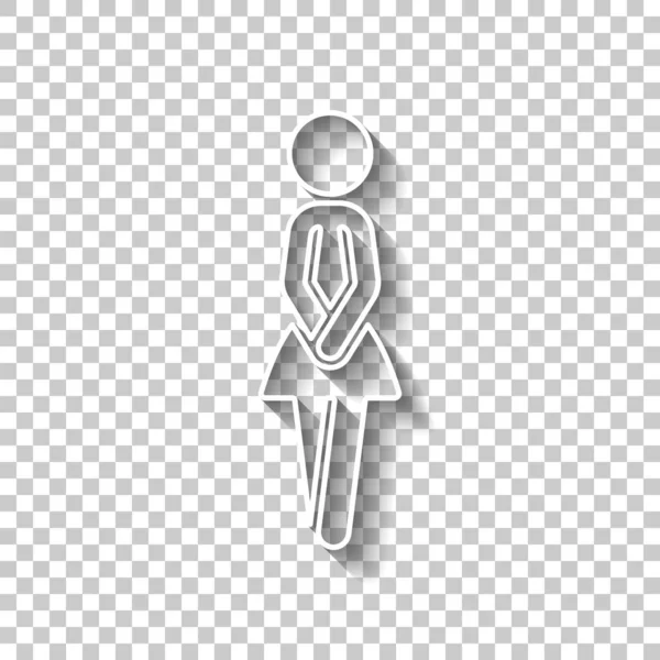 Silhouette Féminine Icône Femme Signe Contour Blanc Avec Ombre Sur — Image vectorielle