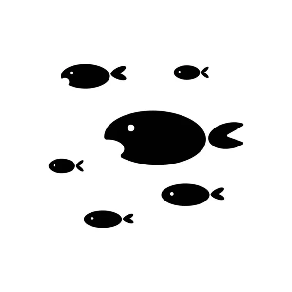 Школа Рыб Черный Значок Белом Фоне — стоковый вектор