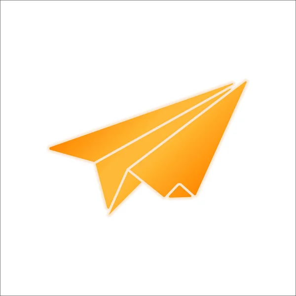 Avión Papel Planeador Origami Signo Naranja Con Poca Luz Sobre — Vector de stock