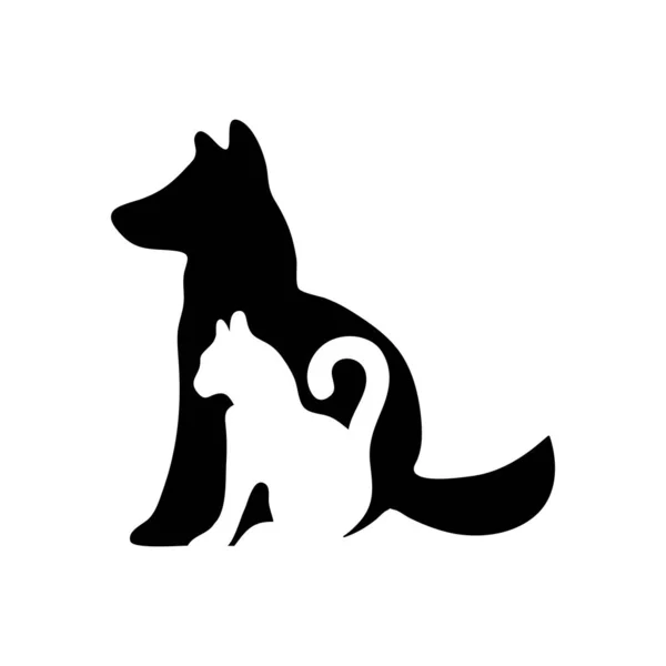 kedi ve köpek simgesi. Beyaz arka planda siyah simgesi