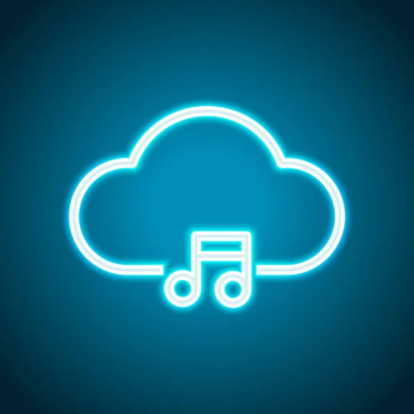 Bibliothèque Musique Cloud Striming Icône Linéaire Simple Avec Contour Mince — Image vectorielle