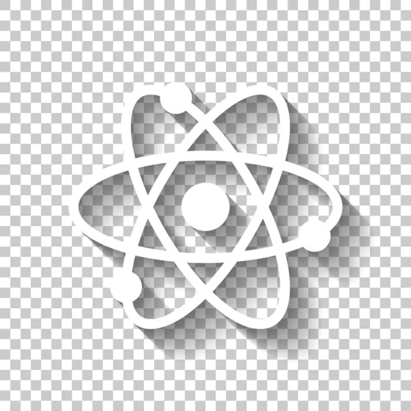 Symbolu Naukowego Atomu Proste Ikona Biała Ikona Cienia Przezroczystym Tle — Wektor stockowy