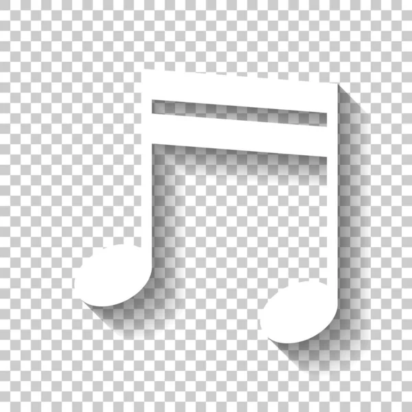 Музыкальная Икона Белый Значок Тенью Прозрачном Фоне — стоковый вектор