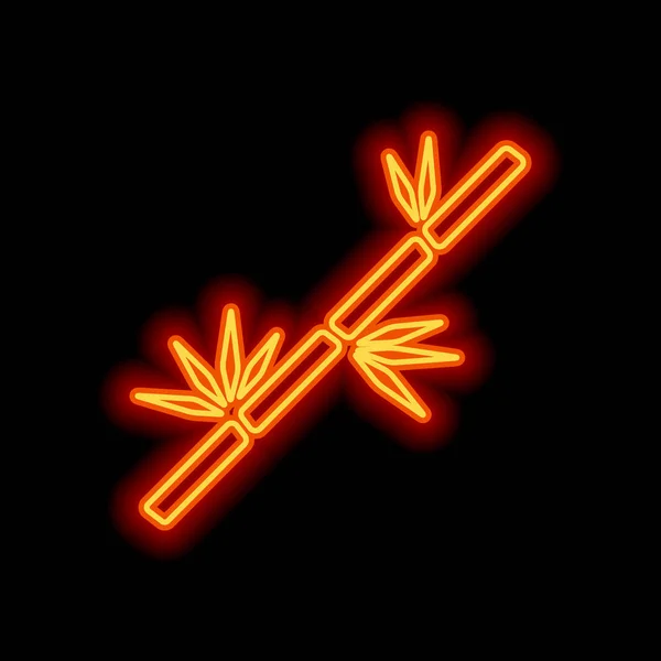 Иконка Ветки Бамбука Оранжевый Неоновый Стиль Черном Фоне Ref Light — стоковый вектор