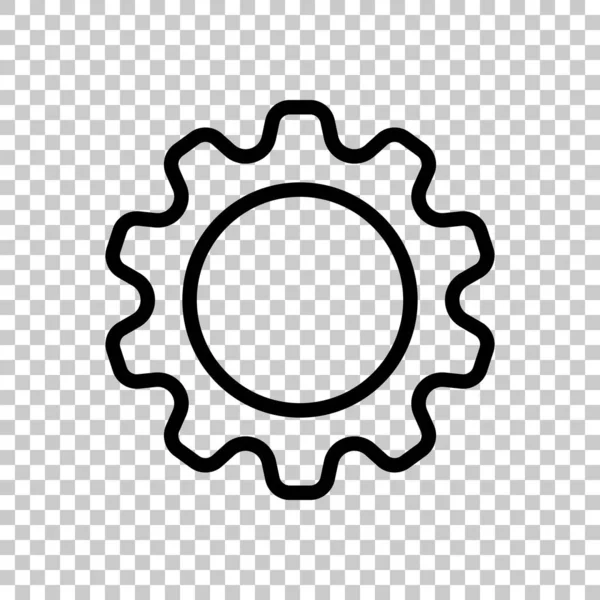 Simple Gear Symbol Linear Icon Thin Outline Transparent Background — Stock Vector