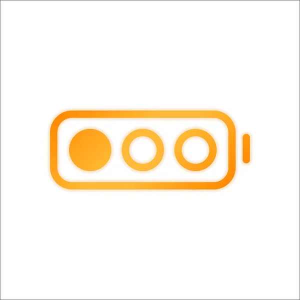 电池简单 水平低 橙色标志与低光在白色背景 — 图库矢量图片