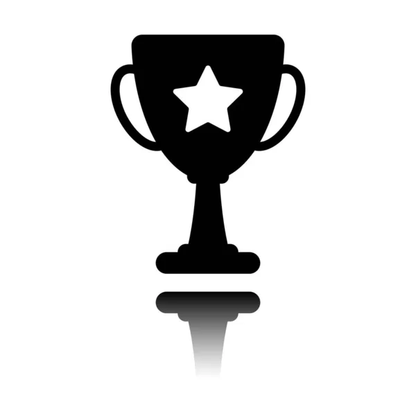 Copa Campeones Con Estrella Icono Simple Icono Negro Con Reflejo — Vector de stock