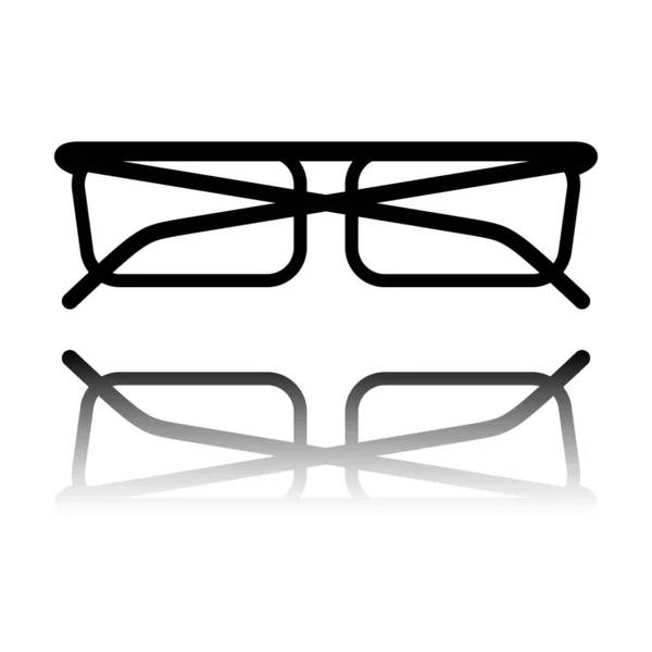眼鏡のアイコン 白い背景の上の鏡の反射と黒のアイコン — ストックベクタ