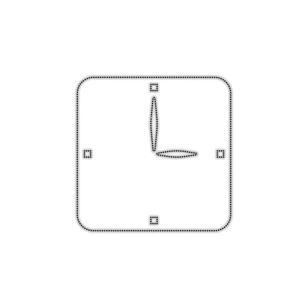 Icono Reloj Simple Silueta Contorno Punteado Con Sombra Sobre Fondo — Vector de stock