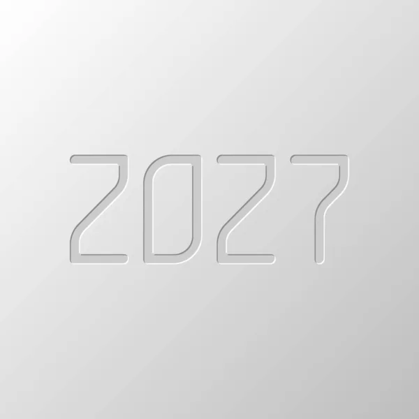Иконка 2027 Года Новым Годом Бумажный Дизайн Вырезанный Символ Стиль — стоковый вектор