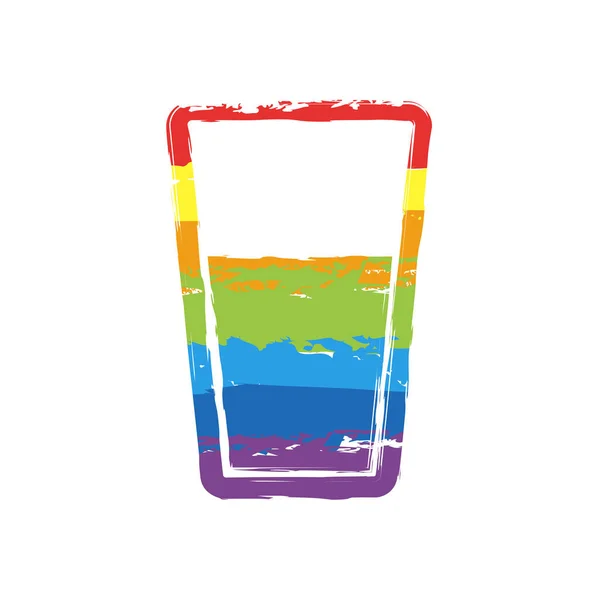 Glas Wasser Symbol Zeichenschild Lgbt Stil Sieben Regenbogenfarben Rot Orange — Stockvektor