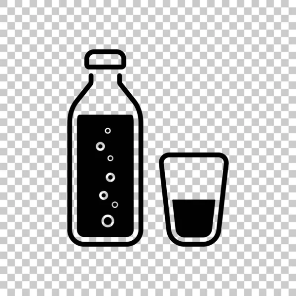 Wasserflasche Mit Blasen Und Glasbecher Einfaches Symbol Auf Transparentem Hintergrund — Stockvektor