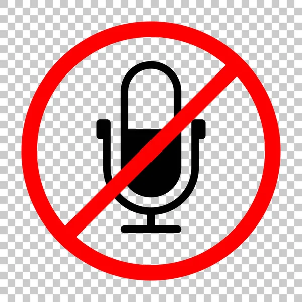 Basit mikrofon simgesi. Siyah kırmızı uyarı işareti şeffaf arka plan ile nesnesinde izin yok
