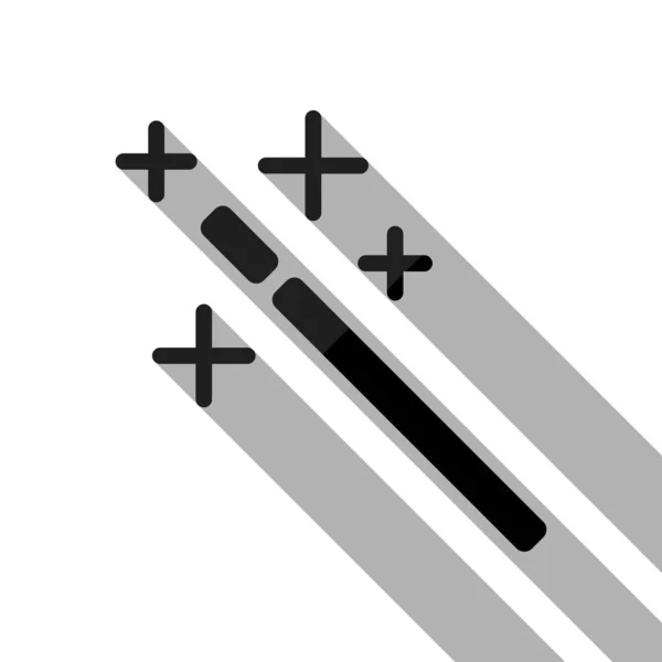 Kouzelná Hůlka Jednoduchá Silueta Černý Objekt Dlouhý Stín Bílém Pozadí — Stockový vektor