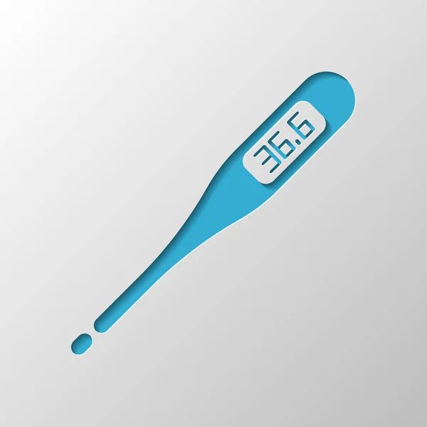 Электронный Медицинский Термометр Тела Бумажный Дизайн Вырезанный Символ Тенью — стоковый вектор