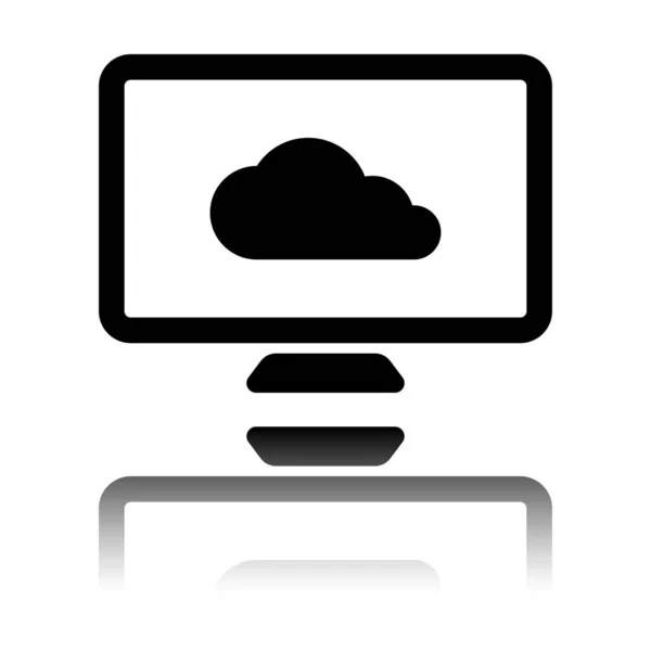 Veritabanı Bulut Teknoloji Bilgisayar Bulut Basit Simgesi Siyah Beyaz Arka — Stok Vektör