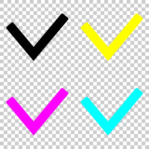 Comprobar Icono Marca Conjunto Coloreado Iconos Cmyk Sobre Fondo Transparente — Vector de stock