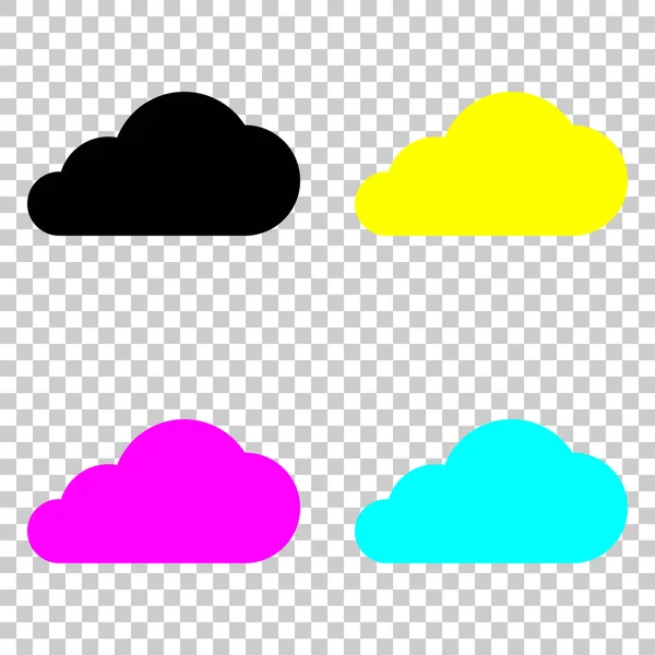 Icono Nube Conjunto Coloreado Iconos Cmyk Sobre Fondo Transparente — Vector de stock