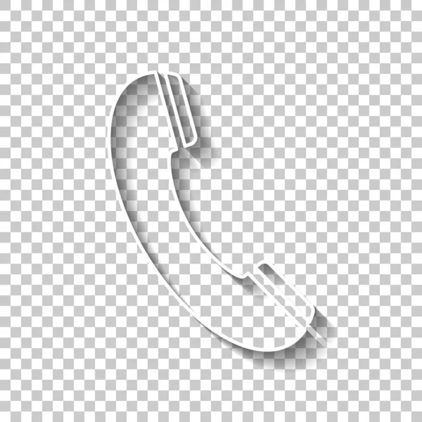 Значок Телефонного Приемника Знак Белого Контура Тенью Прозрачном Фоне — стоковый вектор