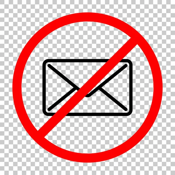Іконка Закриття Пошти Дозволено Чорний Єкт Червоному Попереджувальному Знаку Прозорим — стоковий вектор