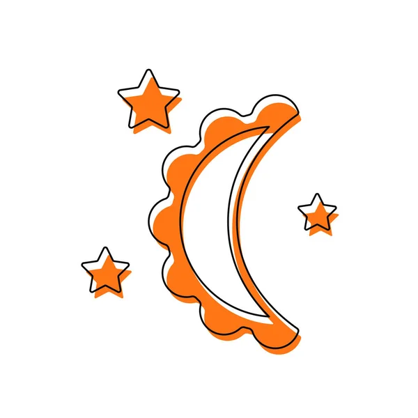 Луна Звезды Простой Силуэт Изолированная Иконка Состоящая Черно Тонкого Контура — стоковый вектор