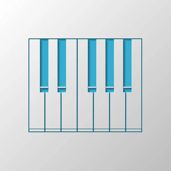 简单的钢琴图标 纸张设计 带阴影的切割符号 — 图库矢量图片