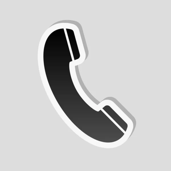 Telefoonhoorn Pictogram Sticker Stijl Met Witte Rand Eenvoudige Schaduw Grijze — Stockvector