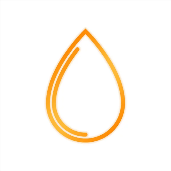 Wassertropfen Symbol Orangefarbenes Schild Mit Wenig Licht Auf Weißem Hintergrund — Stockvektor