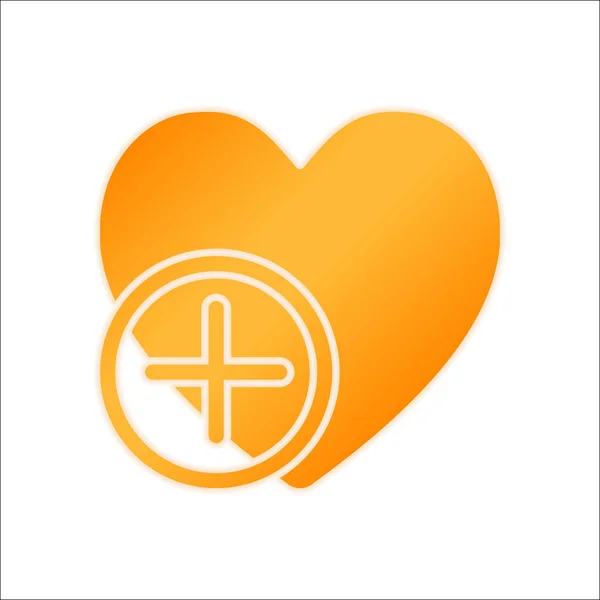 Coeur Silhouette Simple Panneau Orange Avec Faible Luminosité Sur Fond — Image vectorielle