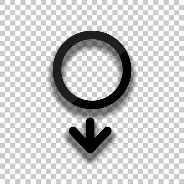 gender symbol. linear symbol. simple men icon. Black glass icon with soft shadow on transparent background
