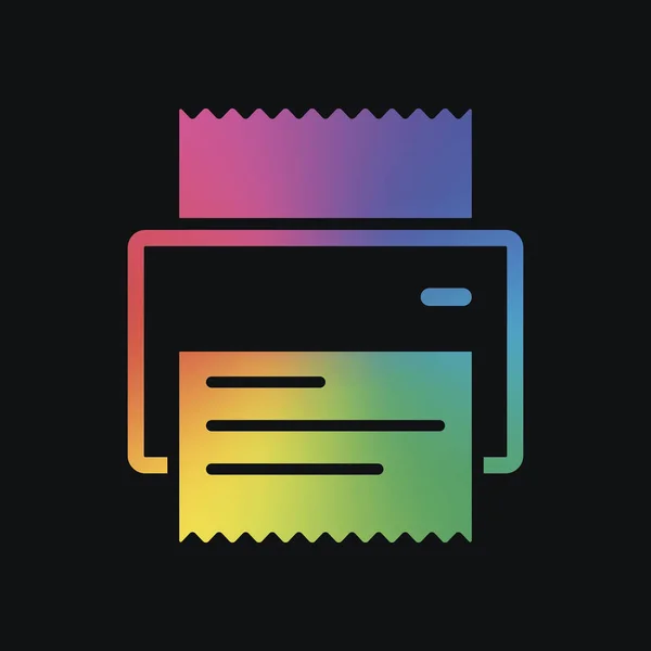 Drucker Quittung Einfaches Symbol Regenbogenfarbe Und Dunkler Hintergrund — Stockvektor