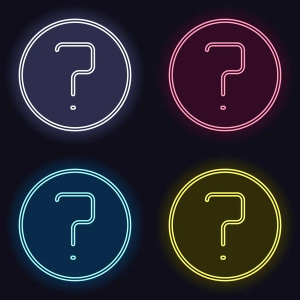 Simple Question Circle Linear Thin Outline Set Neon Sign Casino — Stock Vector