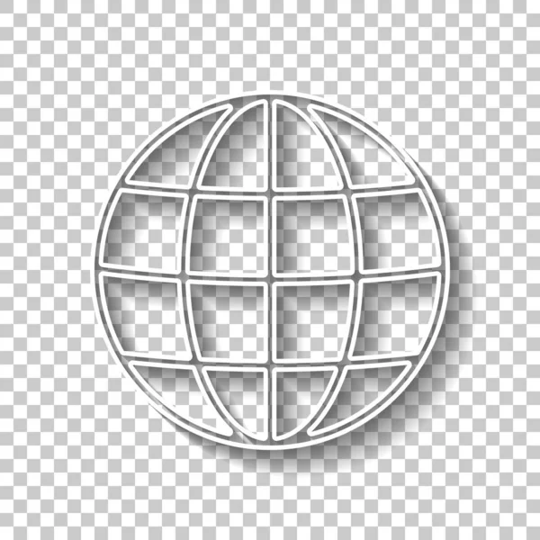 Icône Globe Simple Ligne Contour Fin Signe Contour Blanc Avec — Image vectorielle
