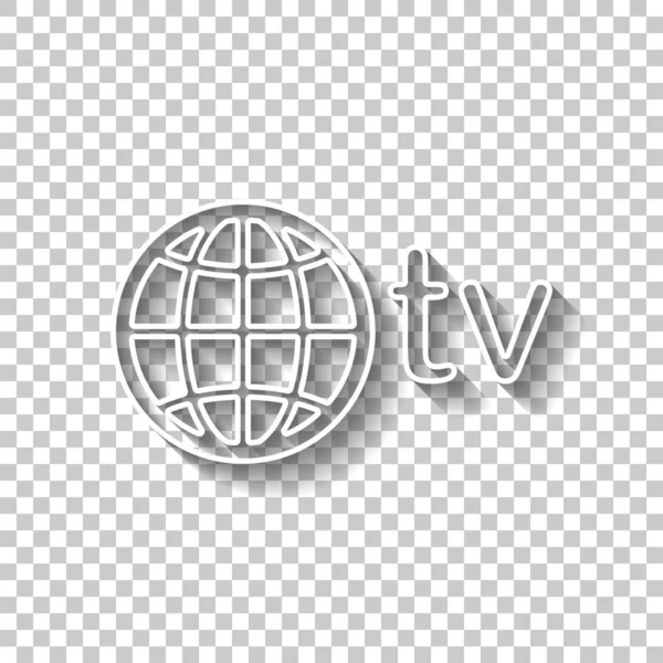 Domaine Pour Les Médias Télévision Globe Télévision Signe Contour Blanc — Image vectorielle