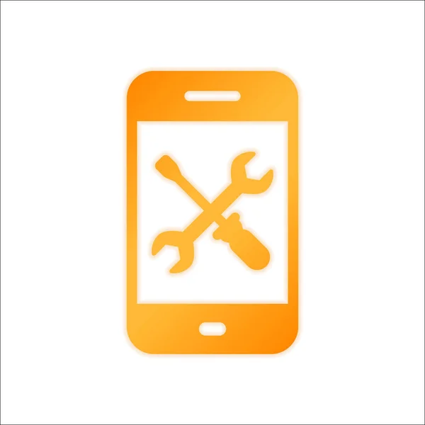 Εικονίδιο Της Υπηρεσίας Επισκευής Τηλέφωνο Πορτοκαλί Σημάδι Χαμηλό Φωτισμό Λευκό — Διανυσματικό Αρχείο