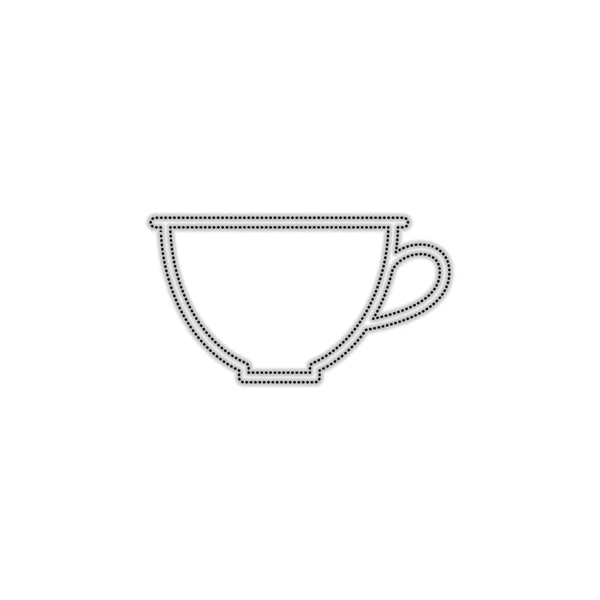 Basit Fincan Kahve Çay Doğrusal Simgesi Ince Anahat Noktalı Anahat — Stok Vektör