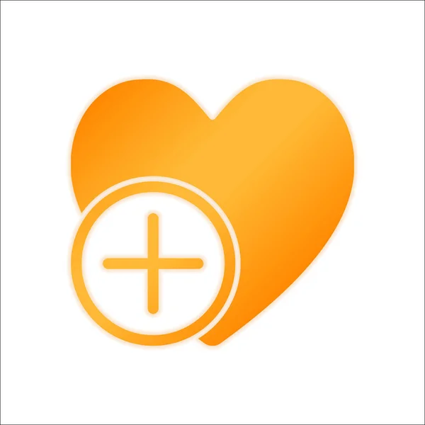 Heart Simple Silhouette Orange Sign Low Light White Background — Stock Vector