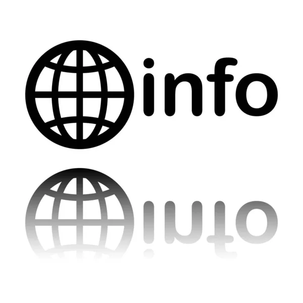 Domínio Para Recursos Informação Globo Informações Ícone Preto Com Reflexo — Vetor de Stock