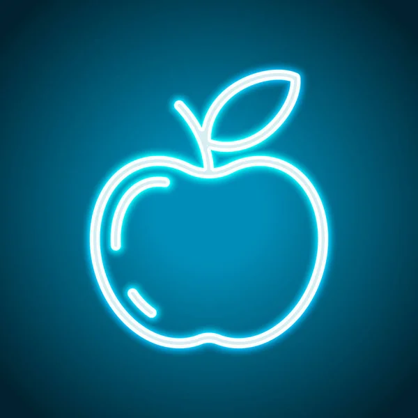Einfaches Apfelsymbol Umrisse Silhouette Neon Stil Lichtdekoration Ikone Helles Elektrisches — Stockvektor