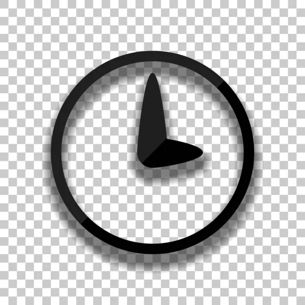 Icono Simple Del Reloj Icono Vidrio Negro Con Sombra Suave Gráficos Vectoriales