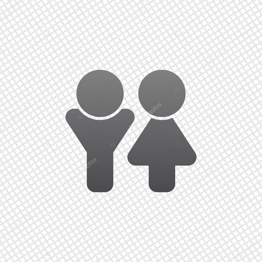 Set of male and female symbols. Simple icon. On grid background