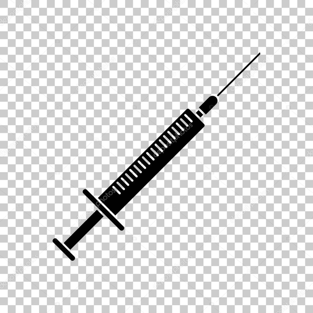 Syringe icon. Black icon on transparent background.