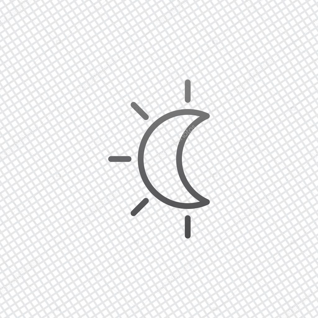 Eclipse. Simple linear icon with thin outline. On grid background