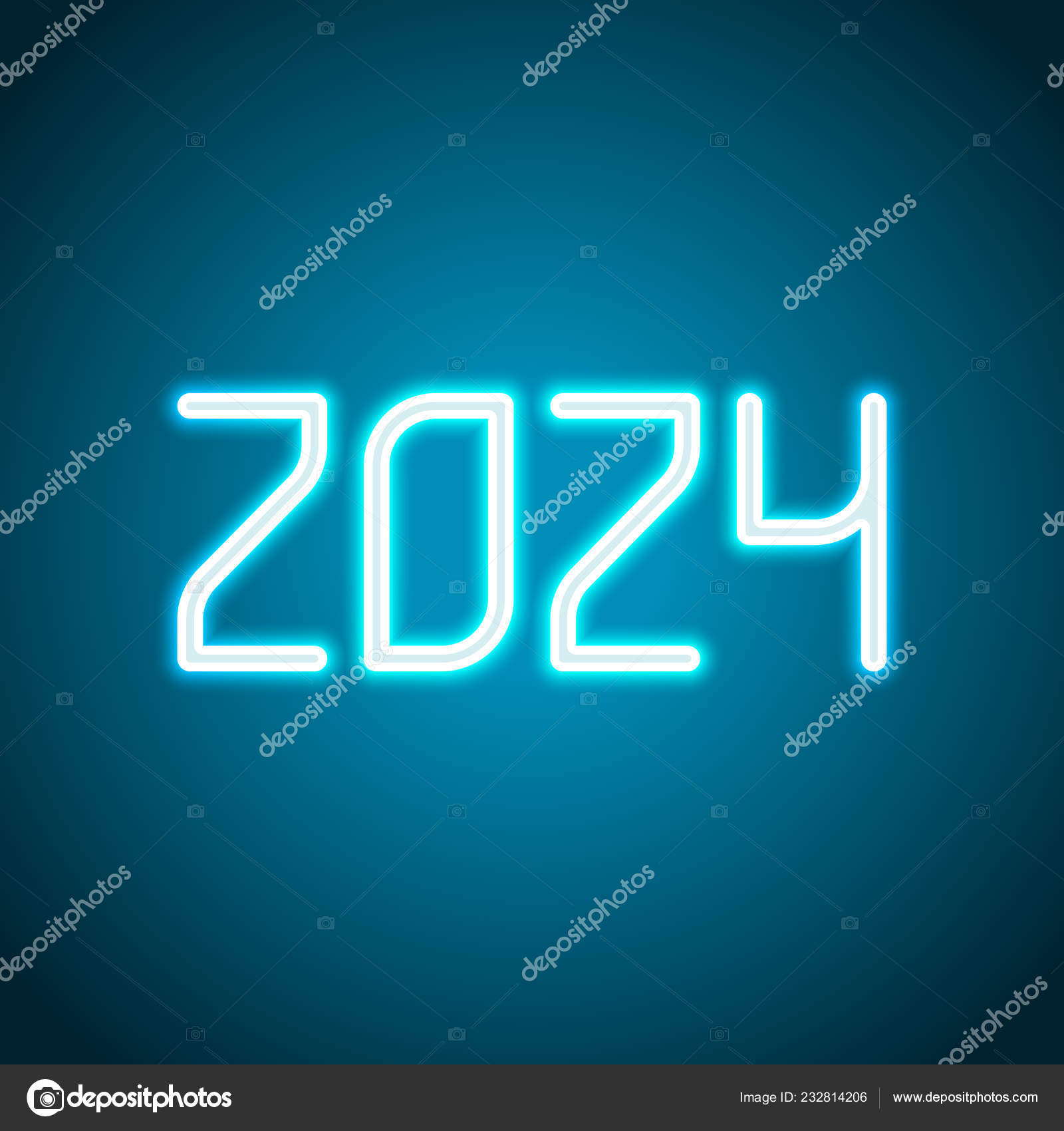 2025 Number Icon Happy New Year Neon Style Light Decoration Stock