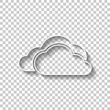 bulutlu hava simgesi. Gölge şeffaf arka plan üzerinde beyaz anahat işaretiyle