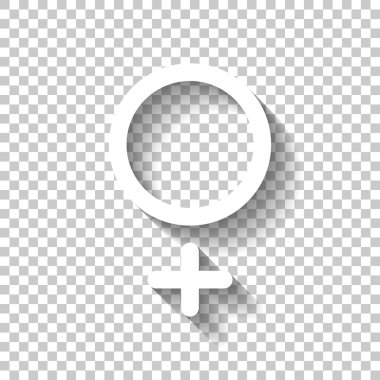 cinsiyet sembolü. Doğrusal sembolü. basit kadınlar simgesi. Gölge şeffaf arka plan üzerinde beyaz simgesi
