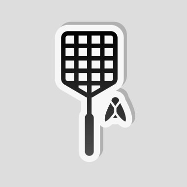 Sinek sineklik ve böcek. Basit simgesi. Etiket tarzı ile beyaz ve gri arka plan üzerinde basit gölge