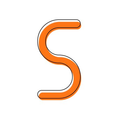 Sayı beş, sayısal, basit mektup. İzole simge siyah ince dağılımı ve farklı katmanlarda doldurma taşındı turuncu oluşan. Beyaz arka plan